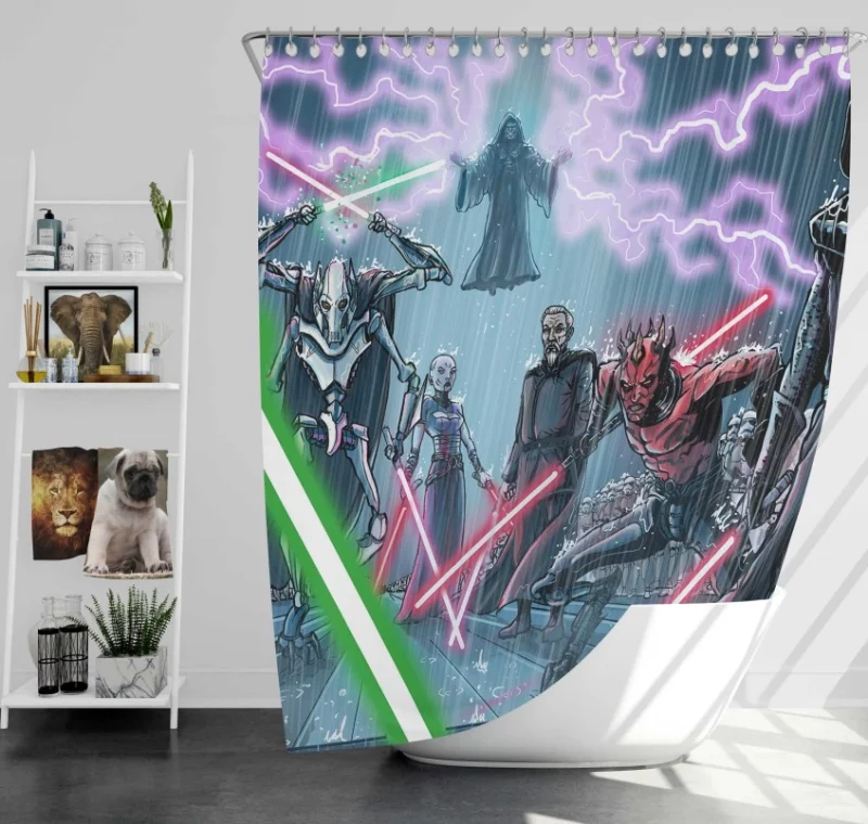 Sci Fi Star Wars Tie Fighter C 3po R2 D2 Bath Shower Curtain