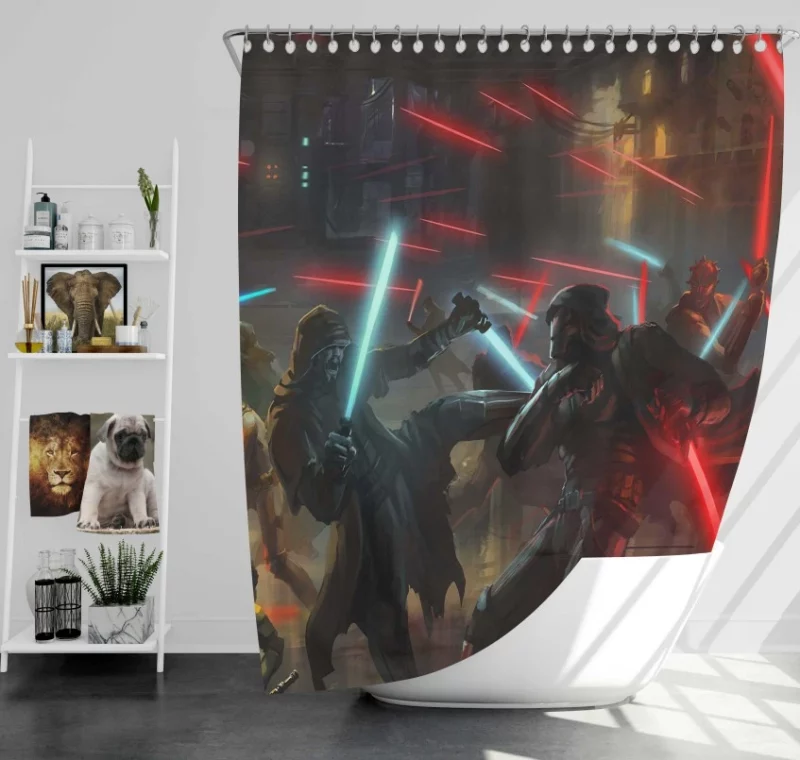 Sci Fi Women Warrior Star Wars Bounty Hunter Bath Shower Curtain