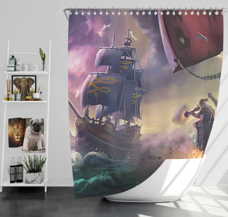 Sea Of Thieves Video Game Bath Shower Curtain