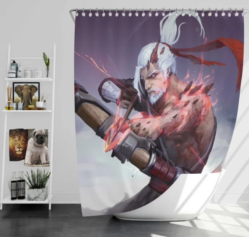 Silent Murder Overwatch Hanzo White Hair Bow Warrior Archer Beard Arrow Bath Shower Curtain