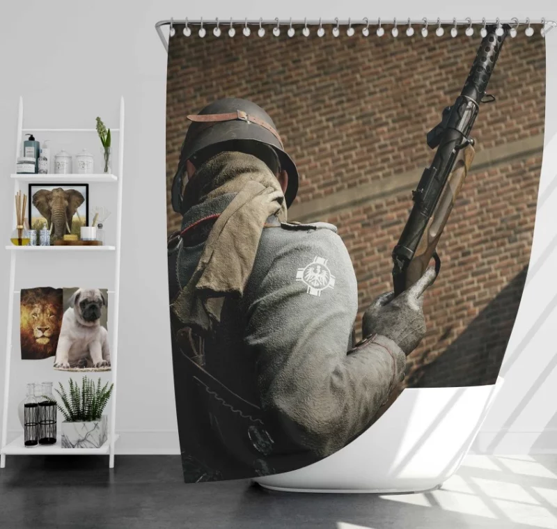 Soldier Flamethrower Battlefield 1 Bath Shower Curtain