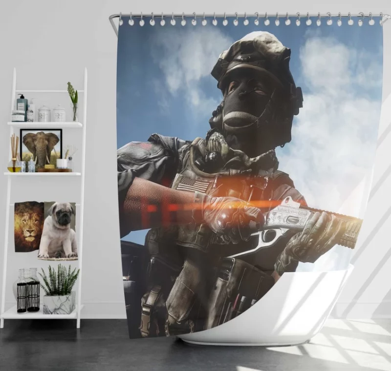 Soldier Weapon Battlefield 4 Bath Shower Curtain