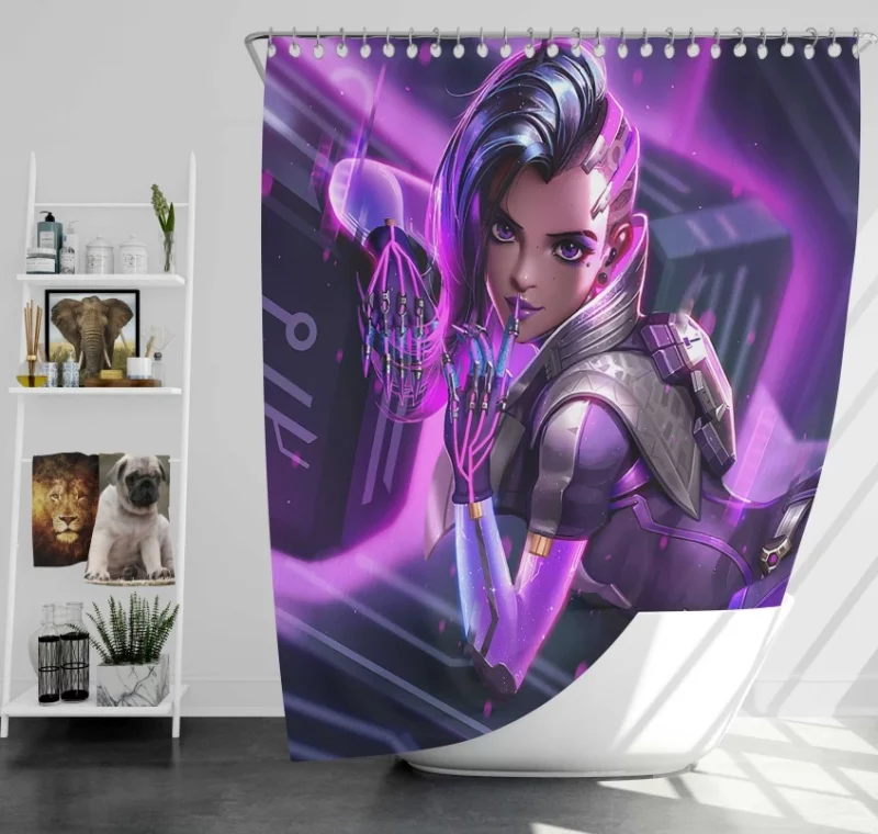 Sombra Overwatch Modern Bath Shower Curtain