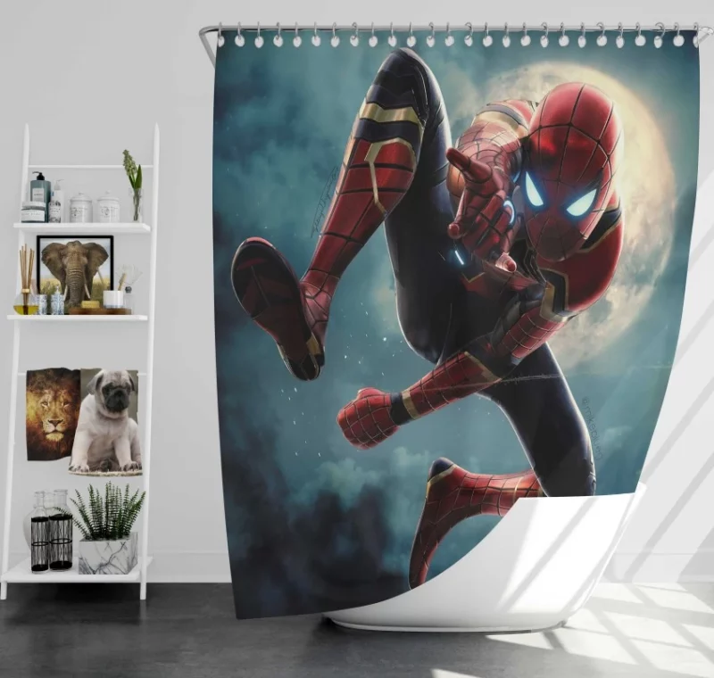 Spider man Full Moon Background Bath Shower Curtain