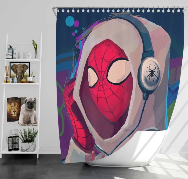 Spider man Headphones Bath Shower Curtain