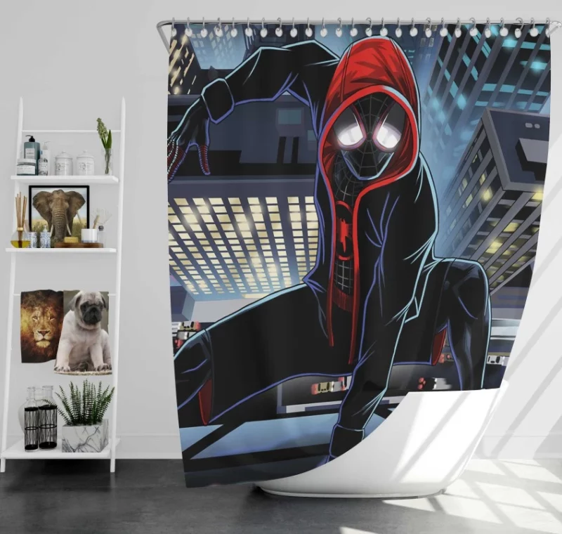 Spider man Into The Spider verse Miles Morales Bath Shower Curtain