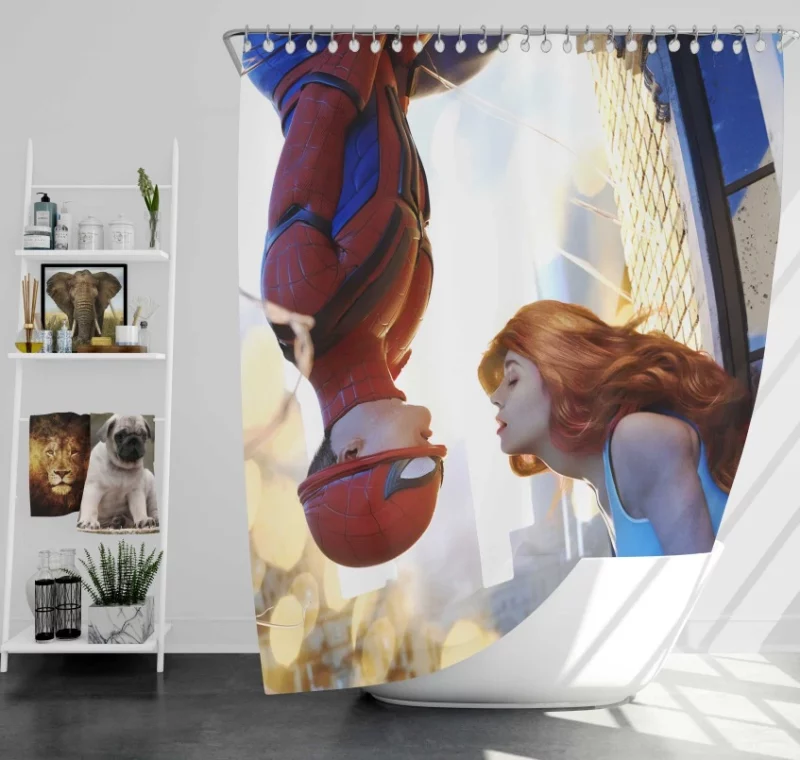 Spider man Love Couple Mary Jane Watson And Redhead Peter Parker Bath Shower Curtain