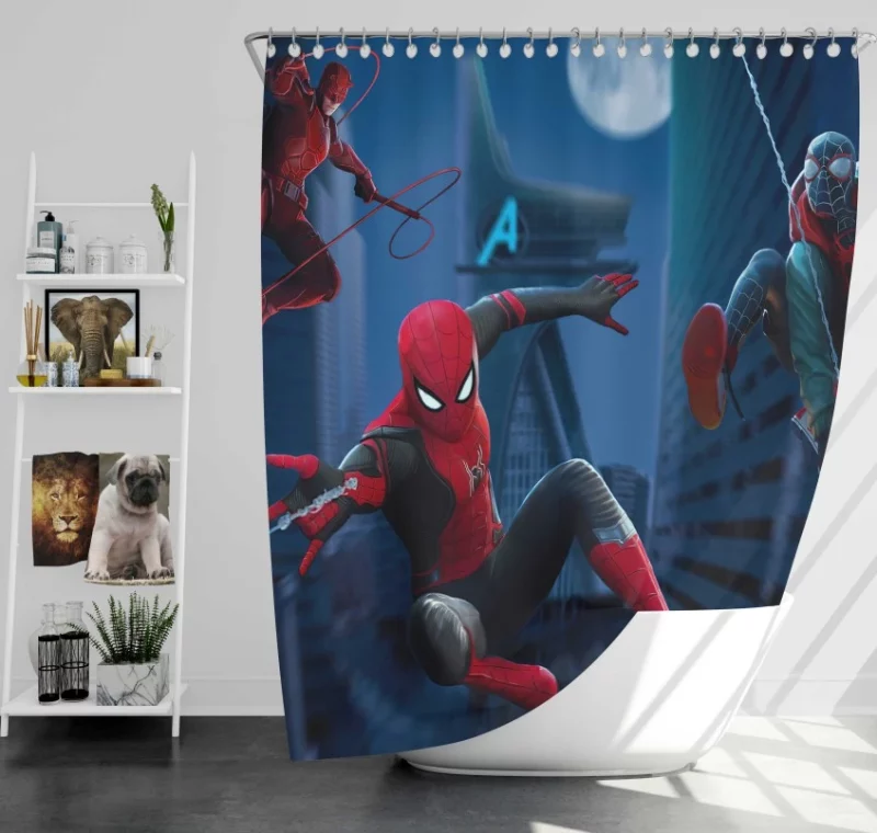 Spider man Miles Morales Daredevil Bath Shower Curtain