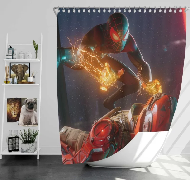 Spider man Miles Morales Video Game Bath Shower Curtain