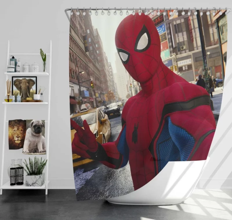 Spider man PS4 Superhero Peter Parker City New York Bath Shower Curtain