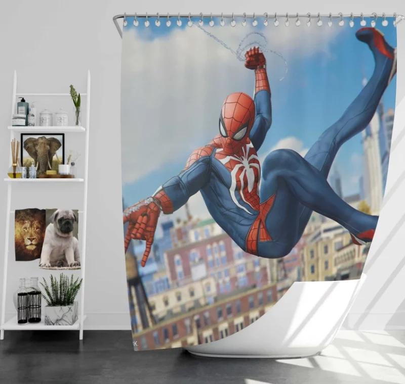 Spider man PS4 Web Sling Bath Shower Curtain