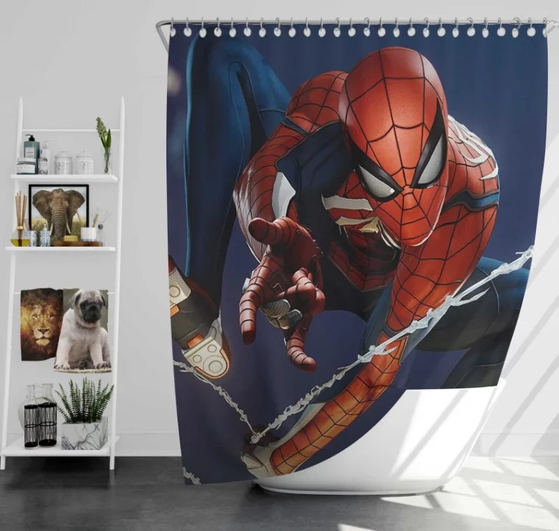 Spider man PS4 Web Swing Bath Shower Curtain