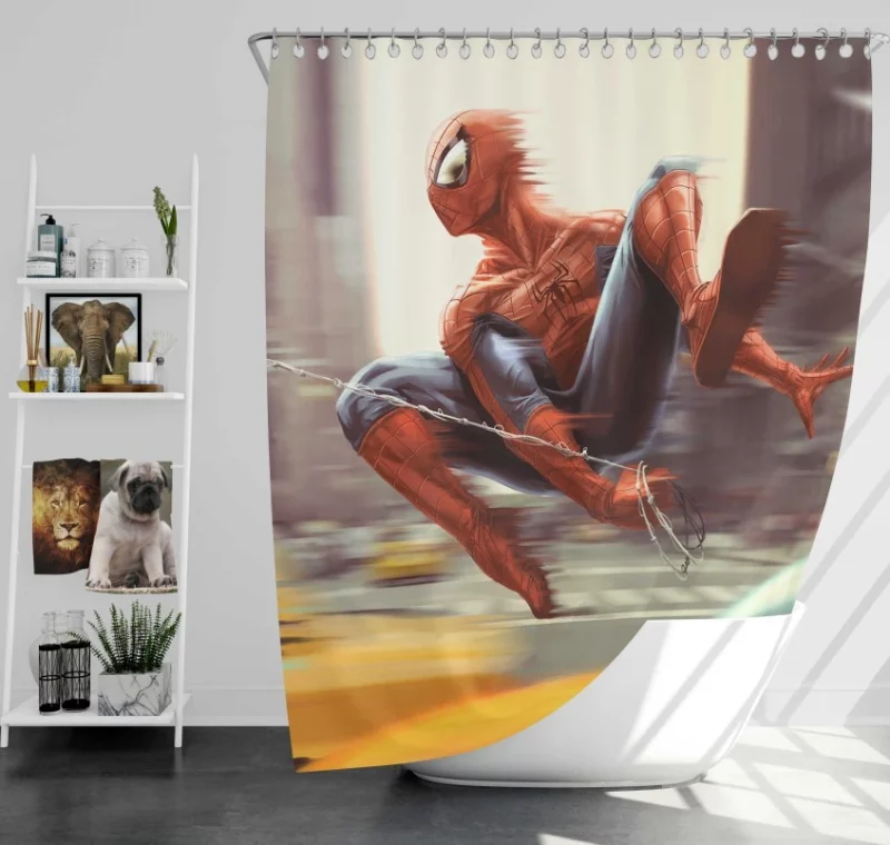 Spider man Peter Parker New York Bath Shower Curtain