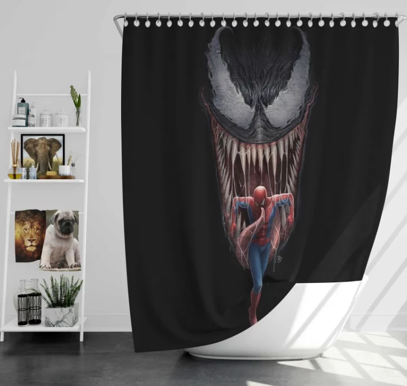 Spider man Vs Venom Superhero Peter Parker Symbiote Eddie Brock Monster Antihero Bath Shower Curtain