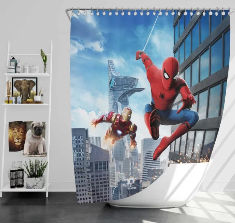 Spidey Homecoming Spider man Iron Man Bath Shower Curtain