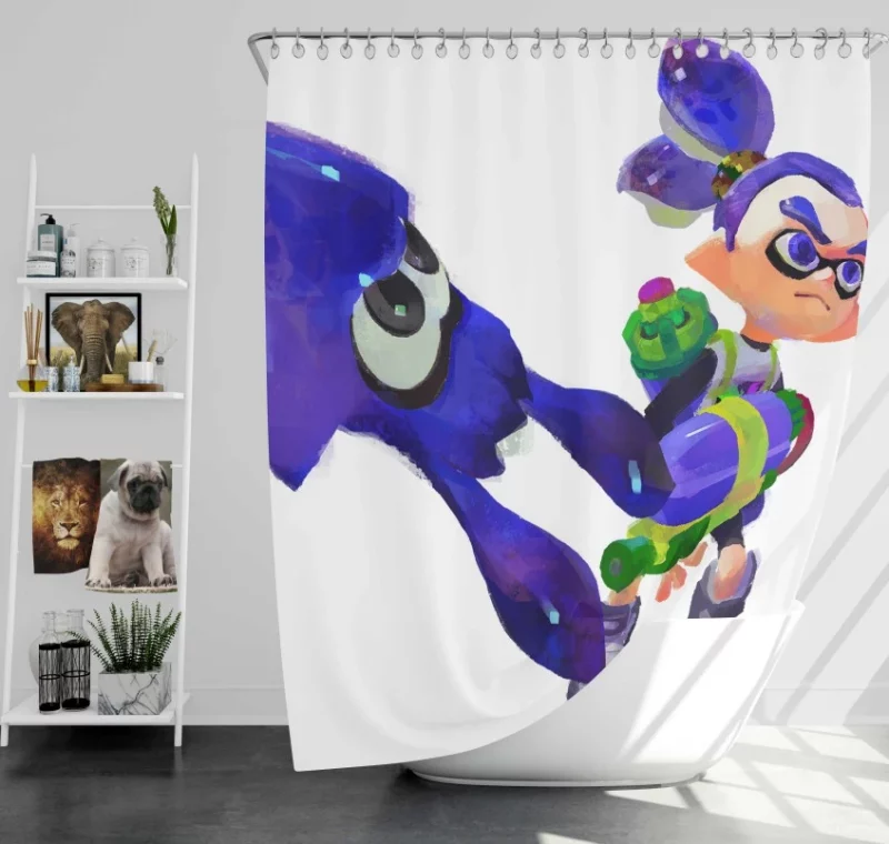 Splatoon Video Game Bath Shower Curtain