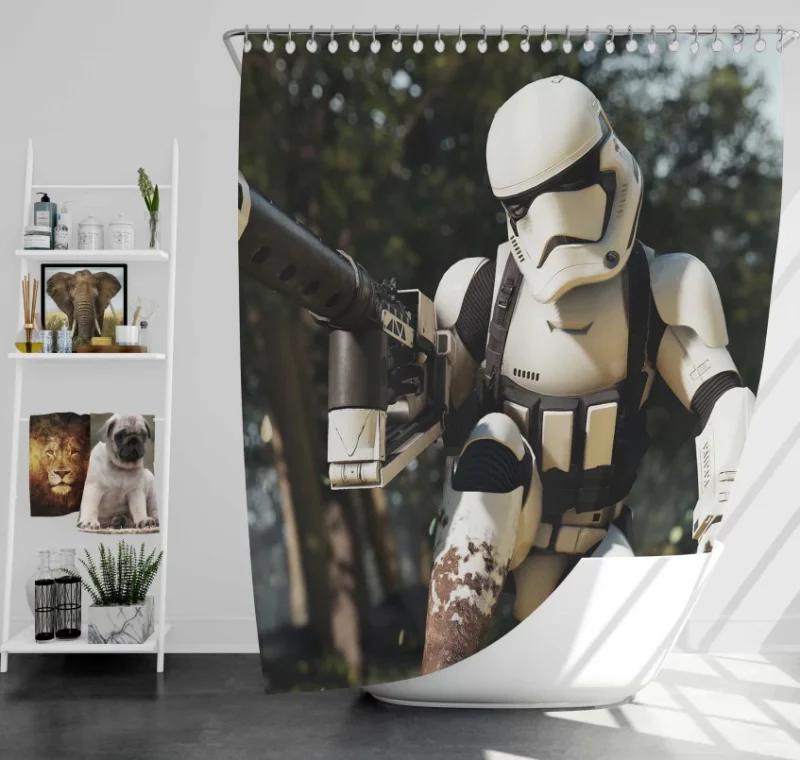 Star Wars Commander Darth Vader Han Solo Princess Leia Stormtrooper AT ST Bath Shower Curtain