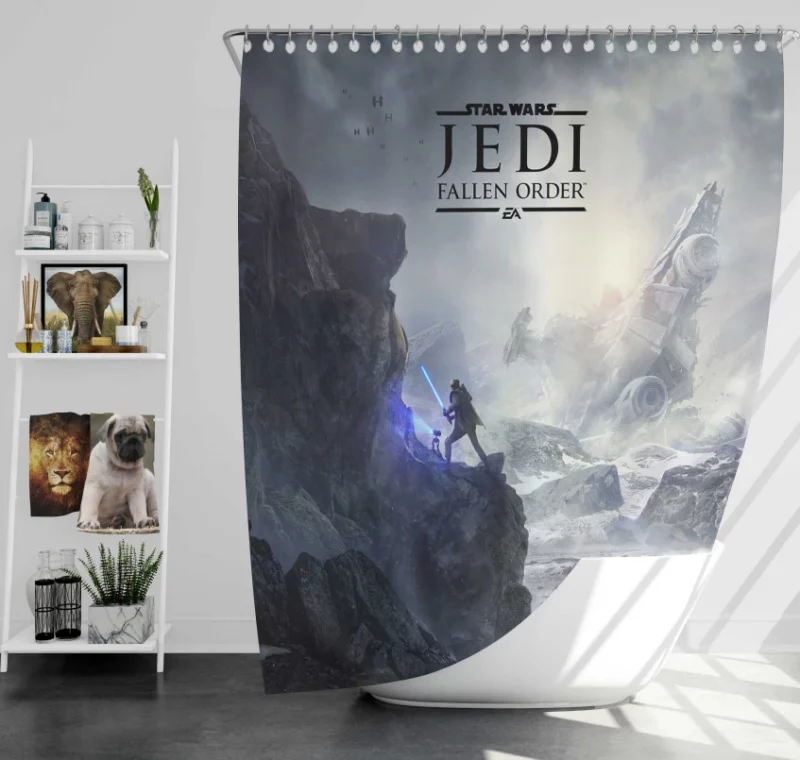 Star Wars Jedi Fallen Order Lightsaber Stormtrooper Second Sister Bath Shower Curtain