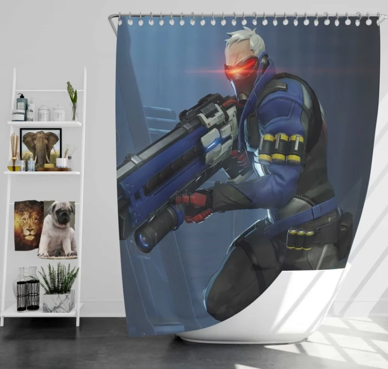 Strong Overwatch Soldier 76 Bath Shower Curtain