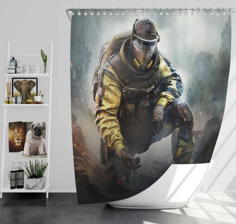 Strong Tom Clancys Rainbow Six Siege Gas Mask Bath Shower Curtain