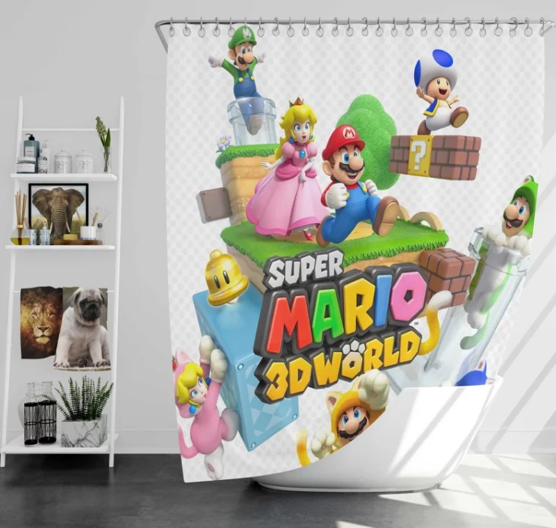 Super Mario 3d World Mario Bath Shower Curtain