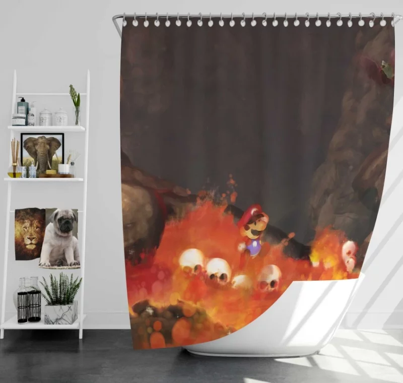 Super Mario Bros. Mario World Paper Mario Bath Shower Curtain