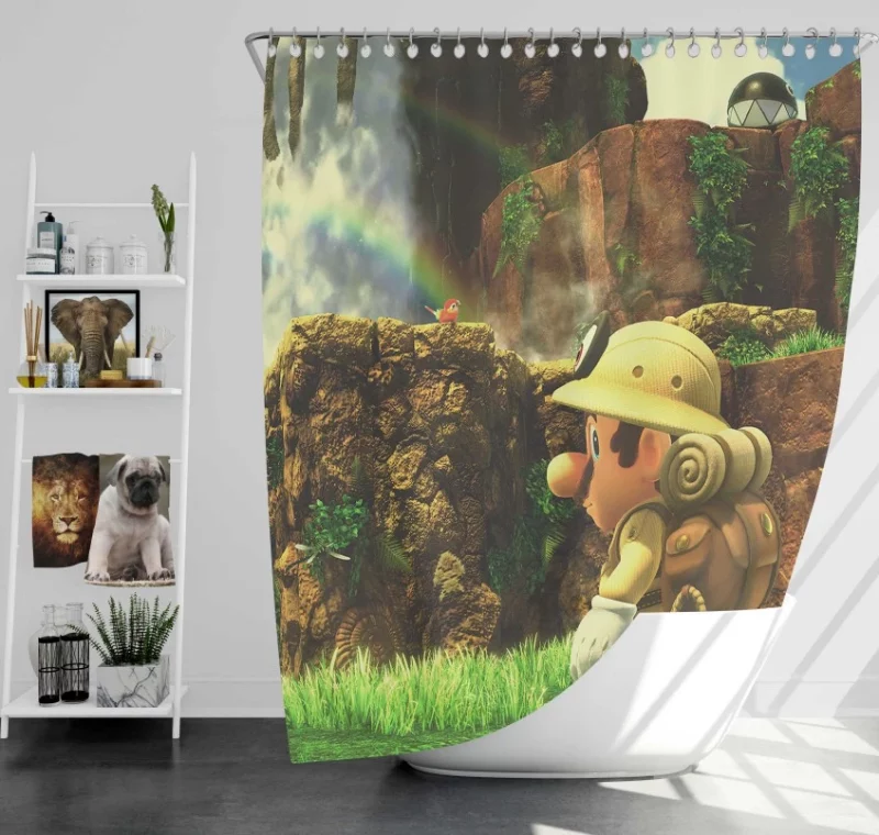 Super Mario Odyssey Cascade Kingdom Bath Shower Curtain