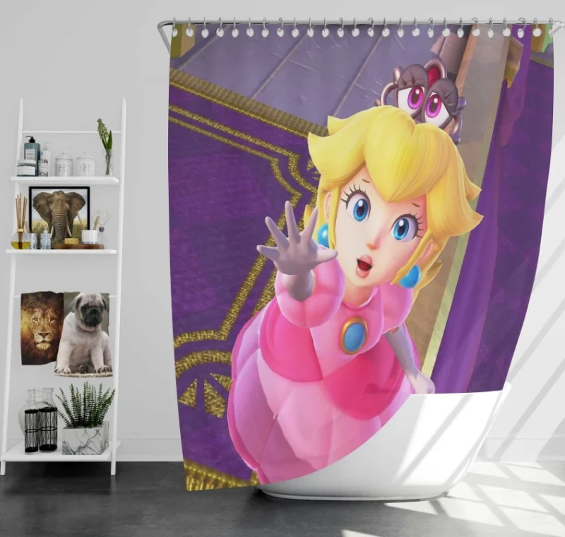 Super Mario Odyssey Princess Peach & Tiara Bath Shower Curtain