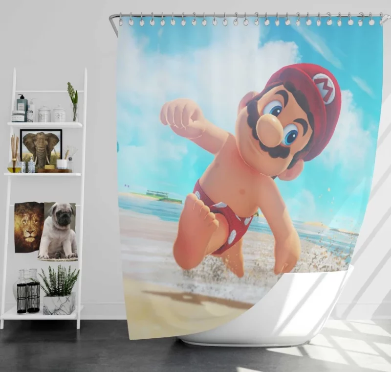 Super Mario Odyssey Seaside Kingdom Bath Shower Curtain
