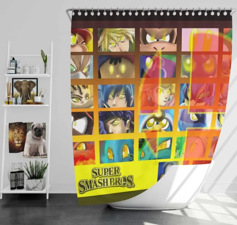 Super Smash Bros Brawl Character Roster Bath Shower Curtain