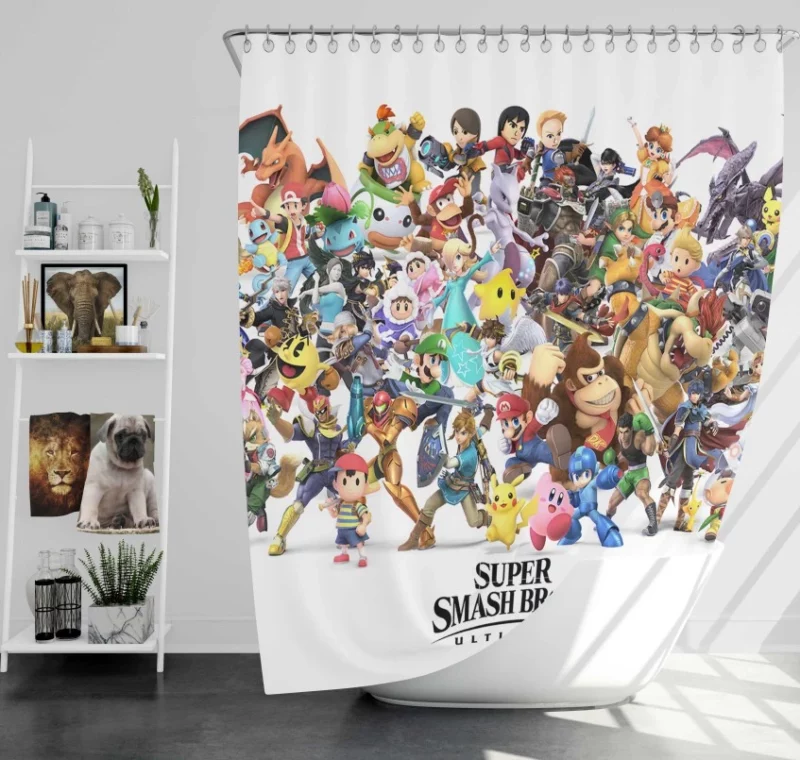 Super Smash Bros Characters Bath Shower Curtain
