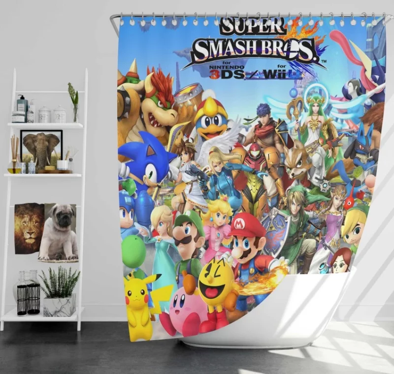 Super Smash Bros For Nintendo 3ds And Wii U Bath Shower Curtain