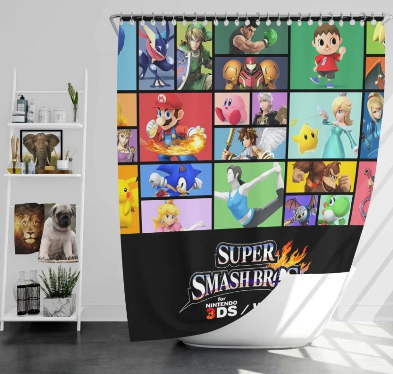 Super Smash Bros for 3DS and Wii U Character Roster Bath Shower Curtain