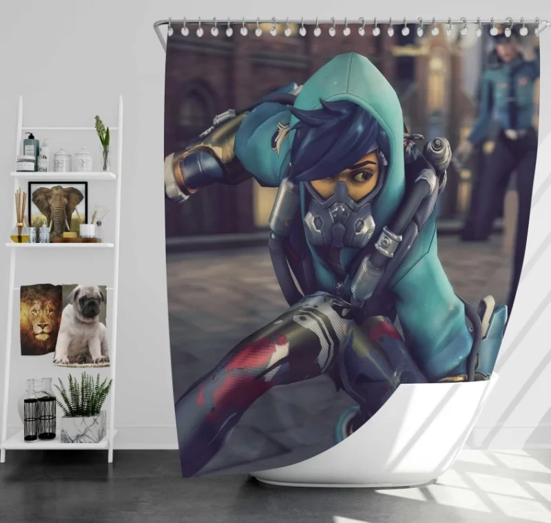 Tagged Overwatch Tracer D.va Bath Shower Curtain