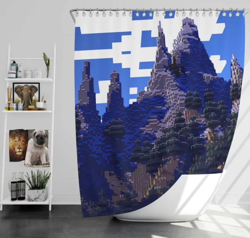 The Dragon Minecraft Dragon Mountain Bath Shower Curtain