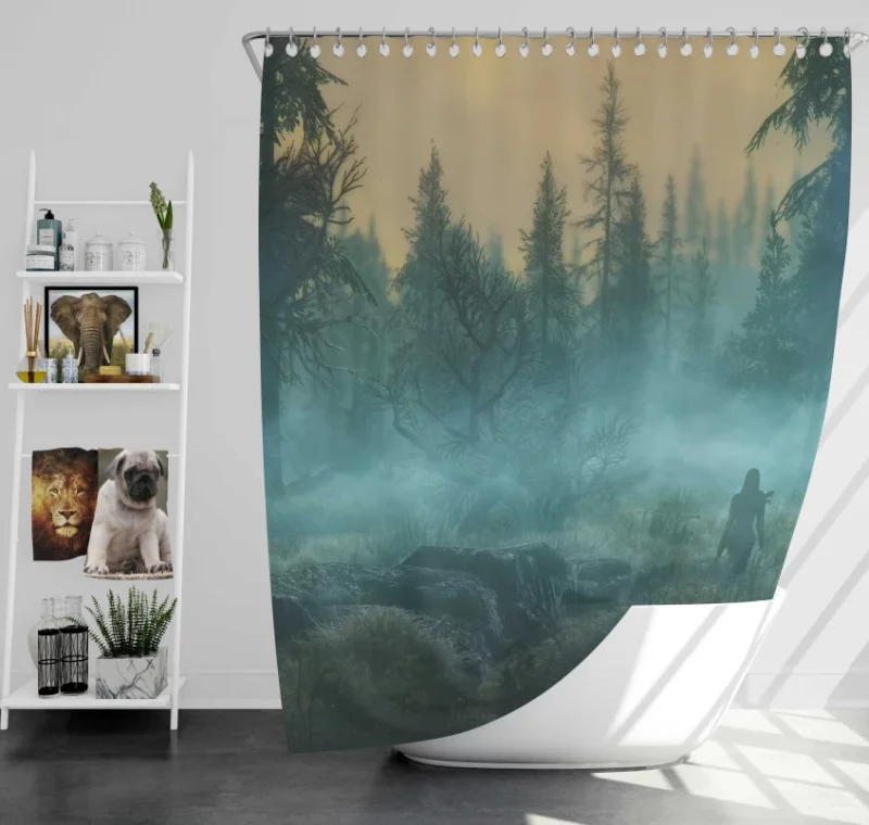 The Elder Scrolls V Skyrim Video Game Themed Bath Shower Curtain