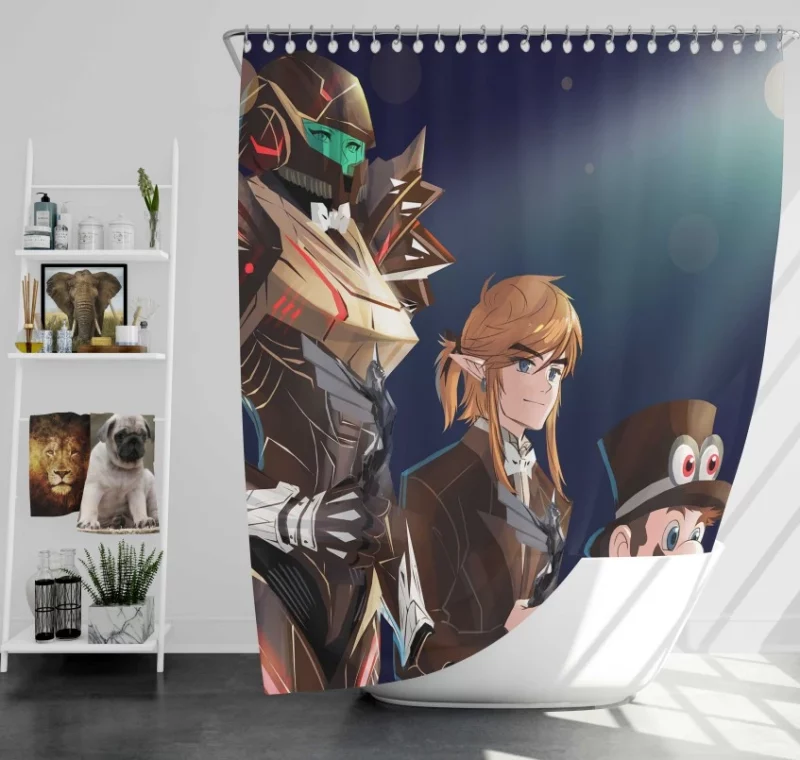 The Legend Of Zelda Ocarina Of Time Sky Bird Mountain Grass Flower Horse Link Bath Shower Curtain