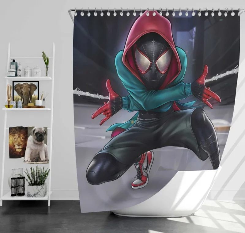 The Spider verse Spider man Miles Morales Bath Shower Curtain