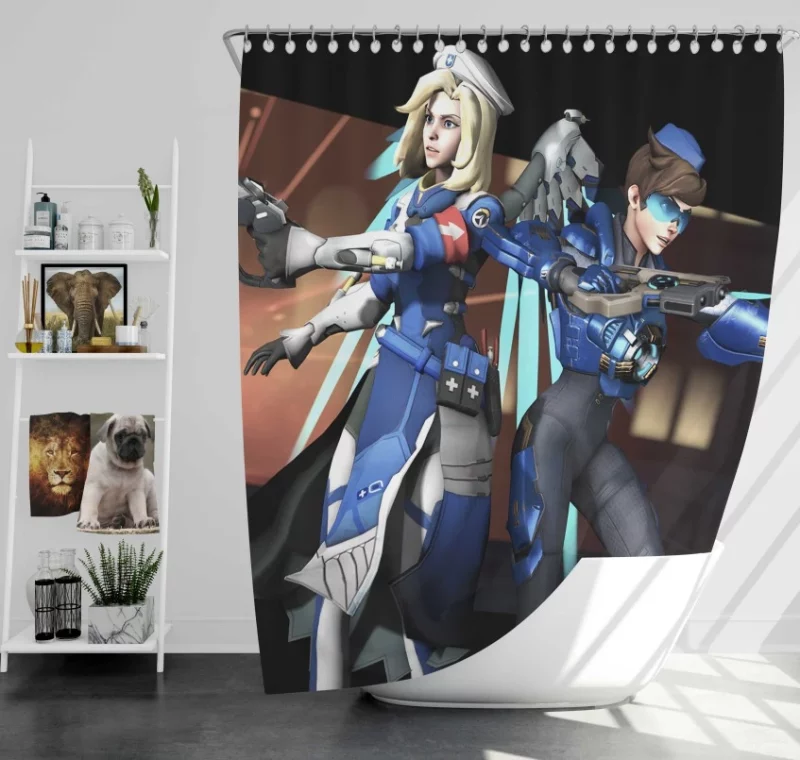 The Uprising Duo Overwatch Mercy Tracer Bath Shower Curtain