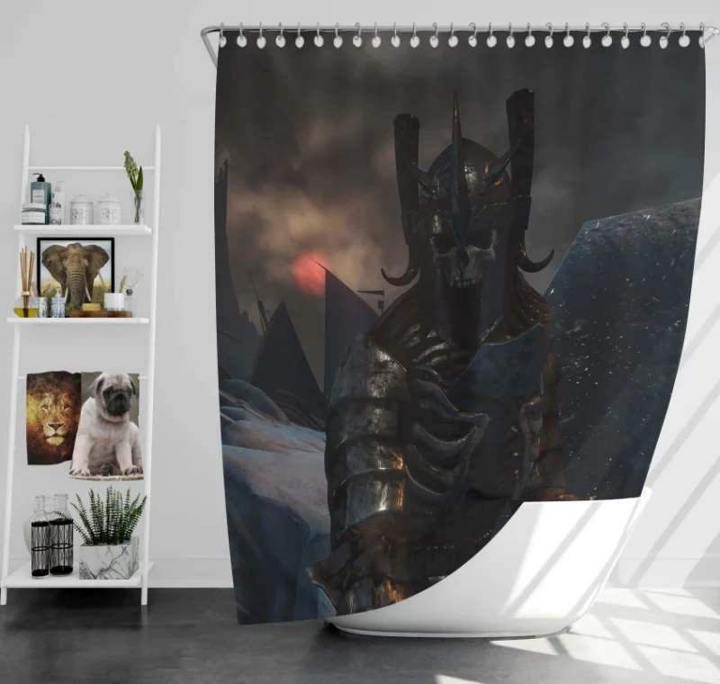 The Witcher 3 Wild Hunt Ciri Woman Warrior Dark Green Eyes and White Hair Sword Bath Shower Curtain