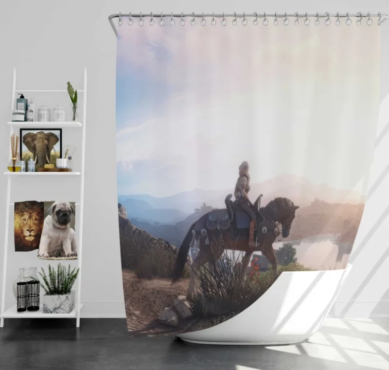 The Witcher 3 Wild Hunt City Landscape River Bath Shower Curtain