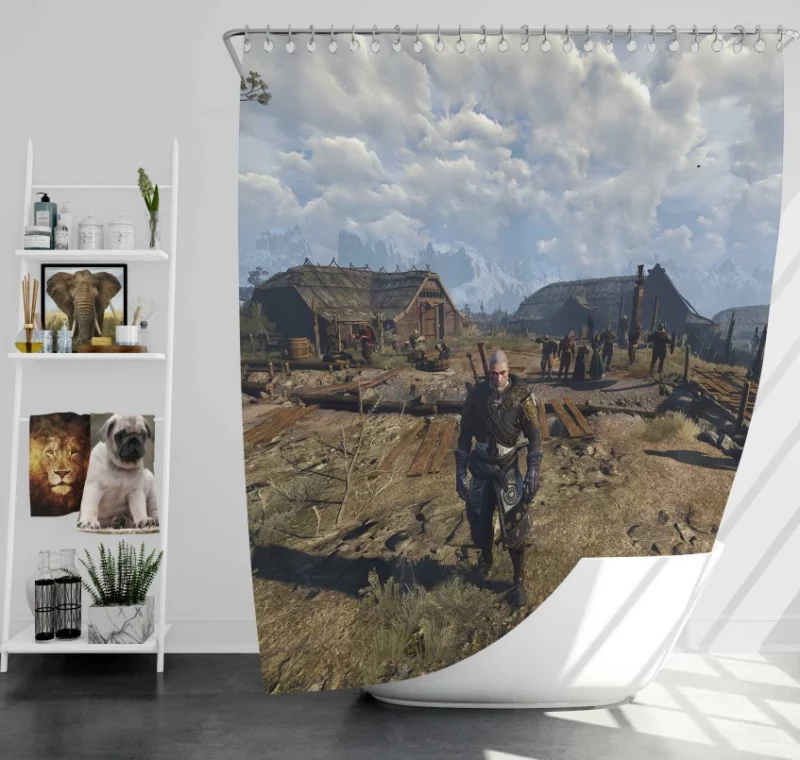 The Witcher 3 Wild Hunt Geralt In Night Bath Shower Curtain