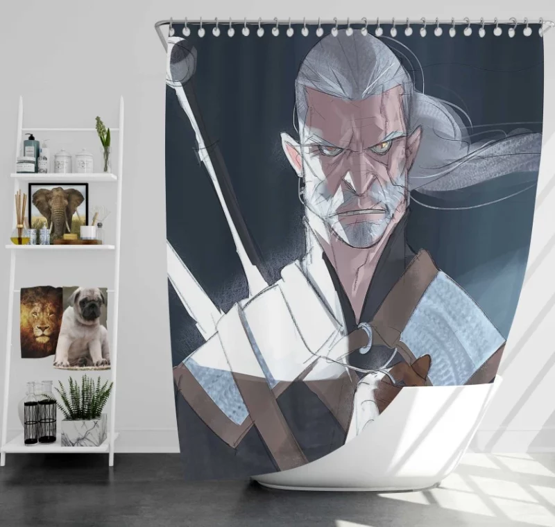 The Witcher 3 Wild Hunt Geralt Of Rivia Ciri Bath Shower Curtain