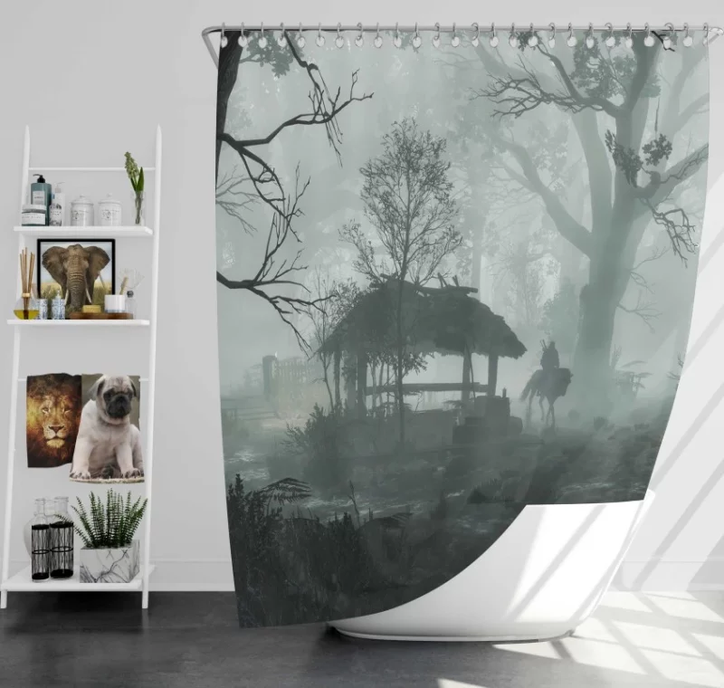 The Witcher 3 Wild Hunt Geralt Of Rivia Horse Trophies Bath Shower Curtain