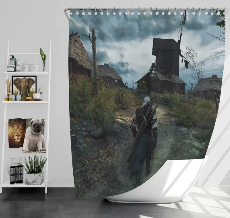 The Witcher 3 Wild Hunt Geralt Of Rivia Modern Bath Shower Curtain