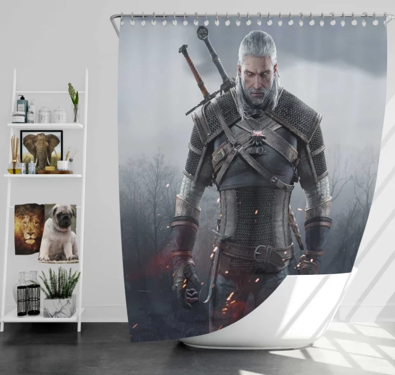 The Witcher 3 Wild Hunt Geralt Of Rivia Warrior Bath Shower Curtain