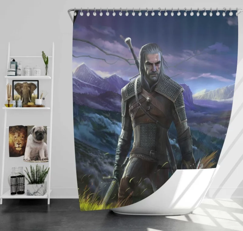 The Witcher 3 Wild Hunt Geralt Of Rivia Warrior Giant Bath Shower Curtain