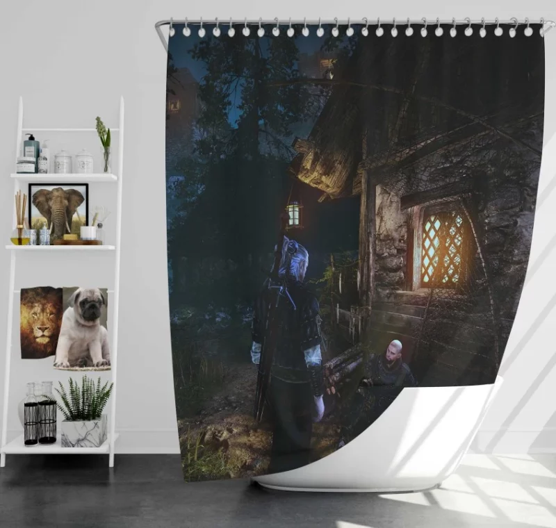 The Witcher 3 Wild Hunt Geralt Of Rivia With Yennefer Of Vengerberg Bath Shower Curtain