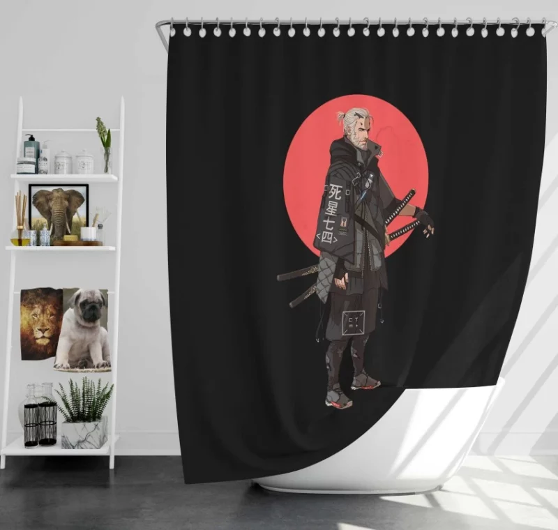 The Witcher 3 Wild Hunt Geralt Of Rivia Yellow Eyes Face Bath Shower Curtain