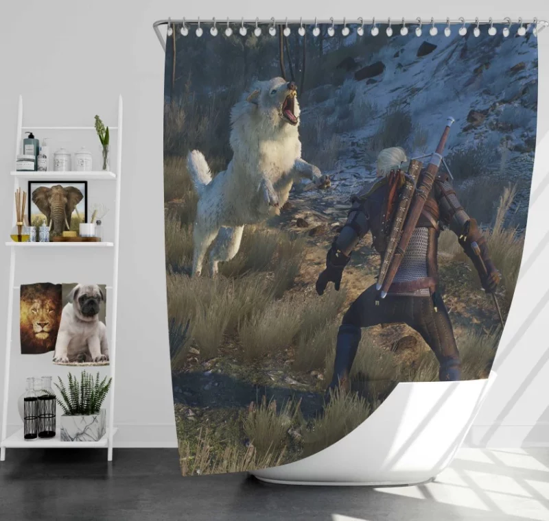 The Witcher 3 Wild Hunt Geralt and Ciri Bath Shower Curtain